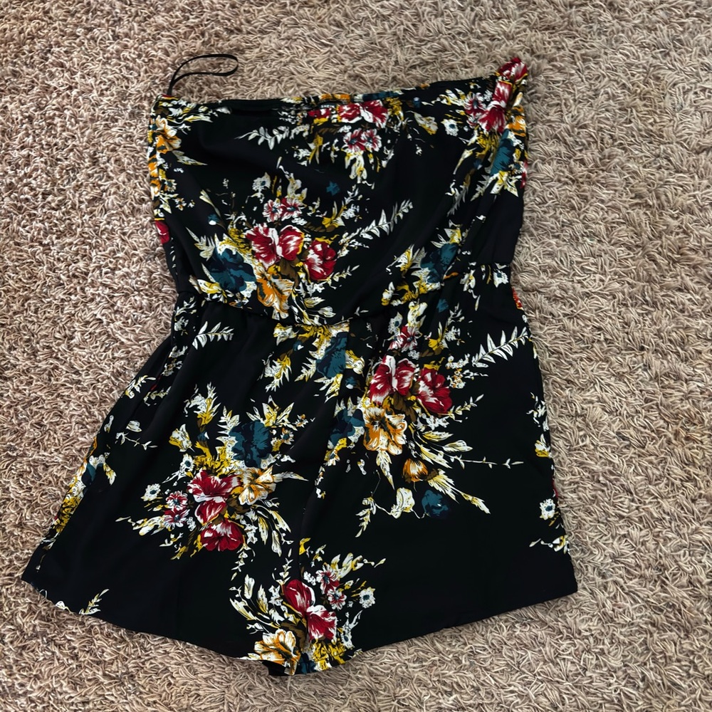 Floral Black Romper